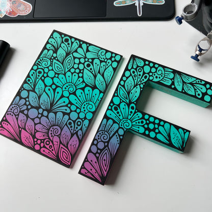 Zentangle F letter and a coaster