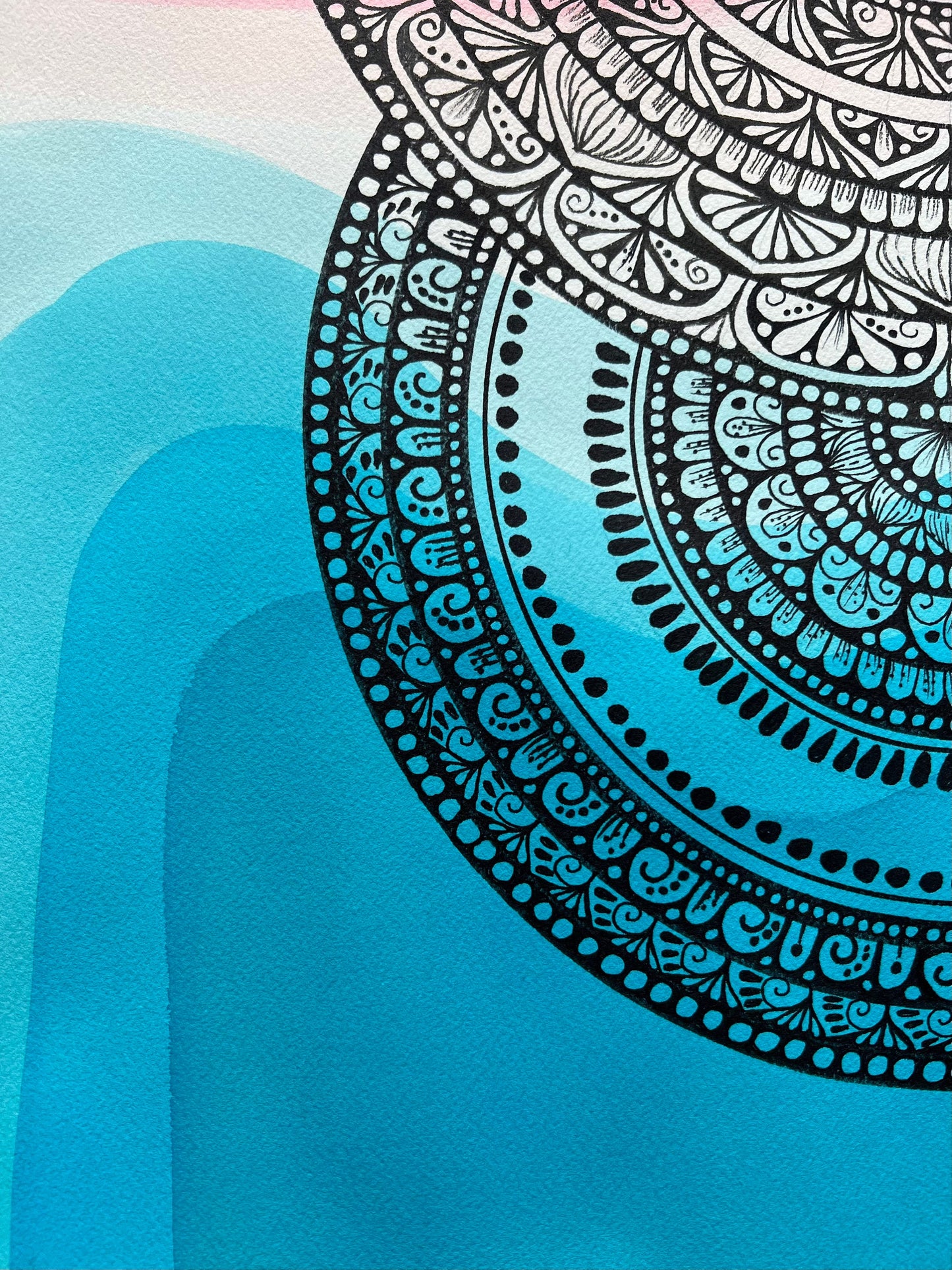 Hand drawing Mandala with a watercolor background