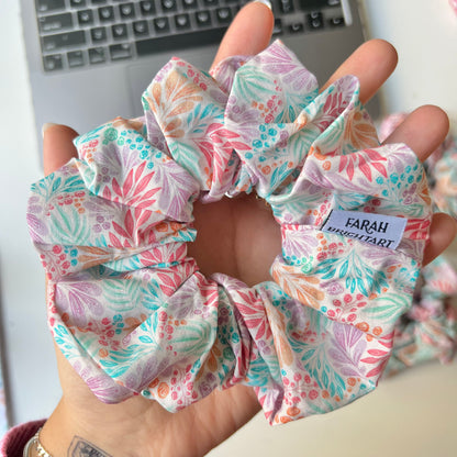 Pastel plants scrunchies