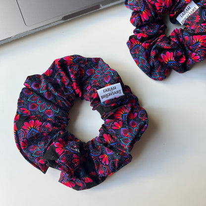 Rainbow mandala scrunchie - cotton scrunchie