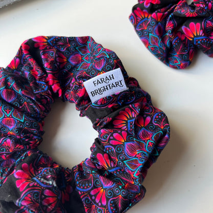 Rainbow mandala scrunchie - cotton scrunchie