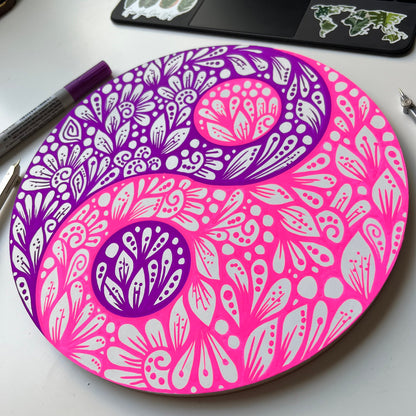 Zentangle yinYang _ hand drawn _ wall decor