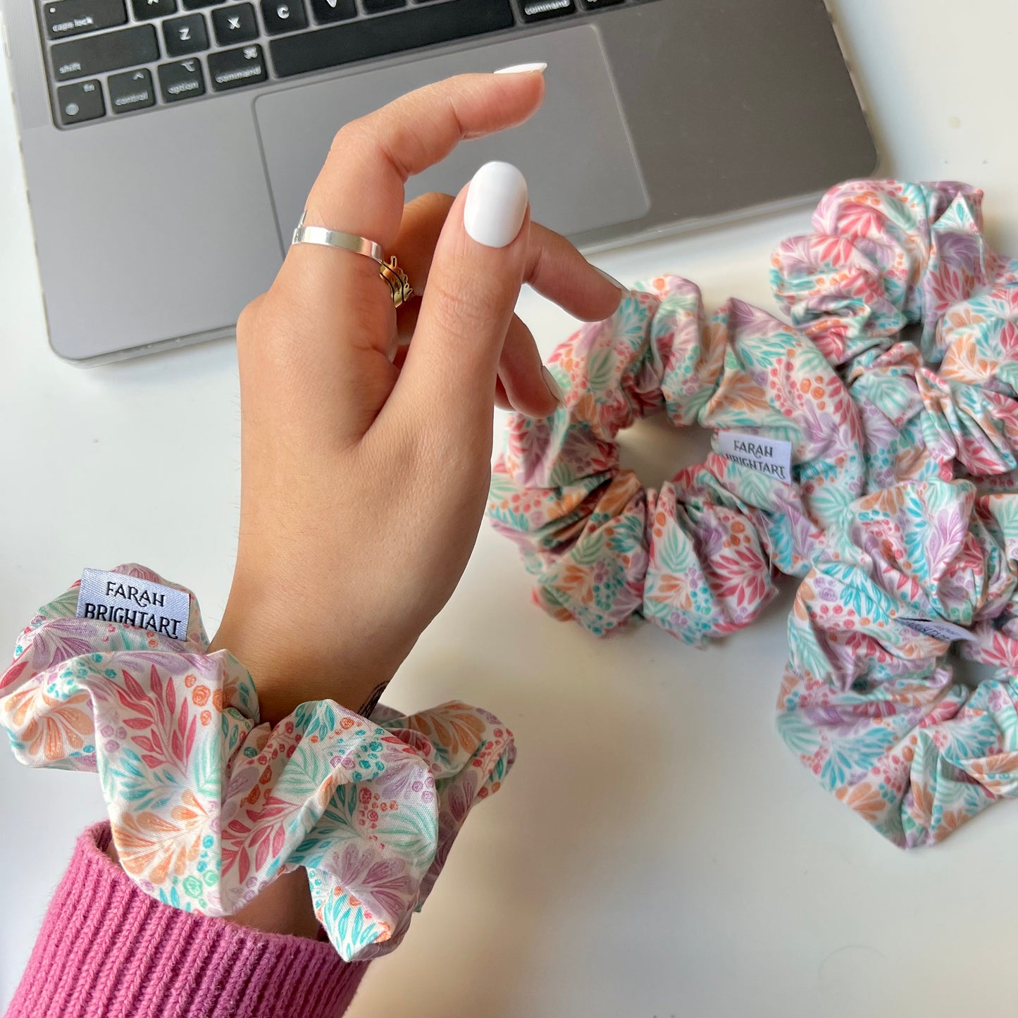 Pastel plants scrunchies