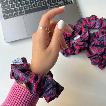 Rainbow mandala scrunchie - cotton scrunchie