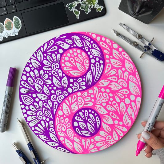 Zentangle yinYang _ hand drawn _ wall decor