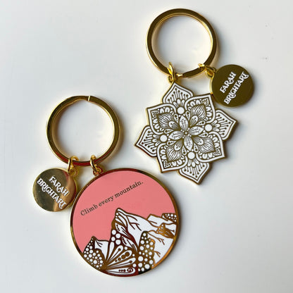 Zentangle and mandala Enamel keychain set of 2
