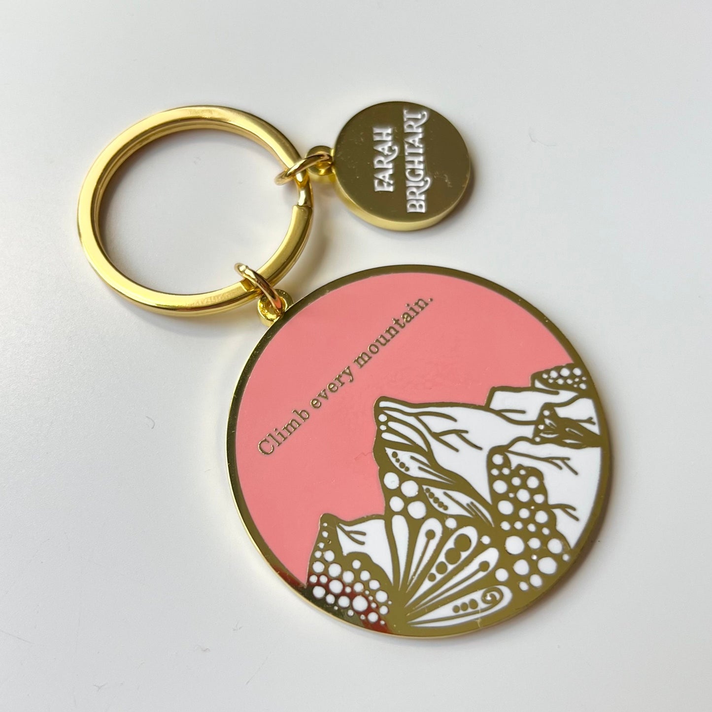Zentangle mountain enamel keychain
