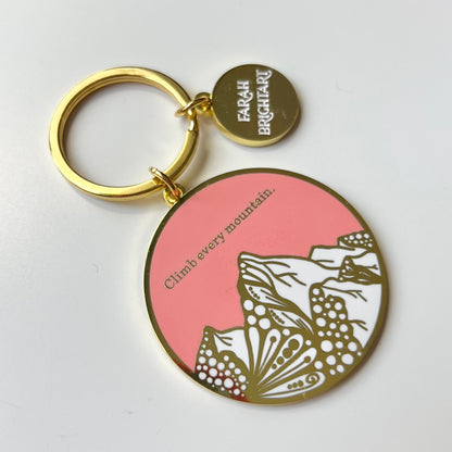 Zentangle mountain enamel keychain
