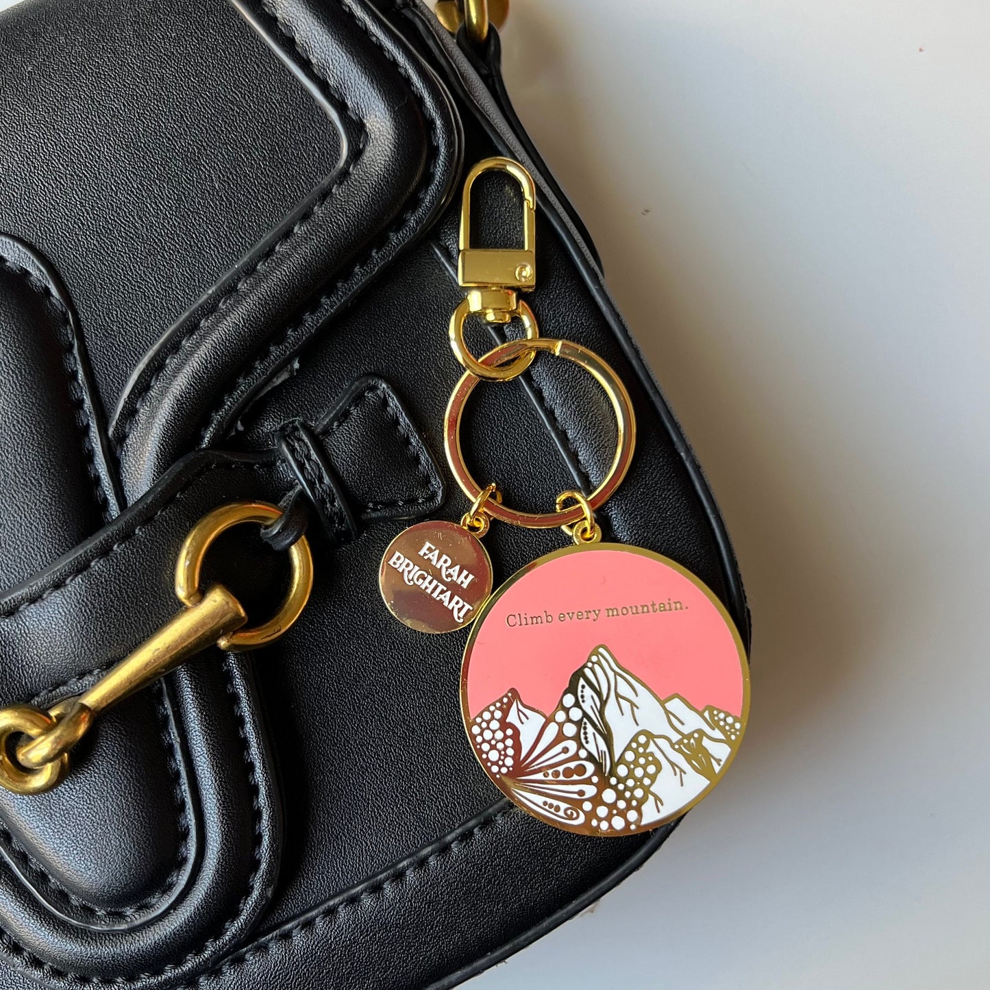 Zentangle mountain enamel keychain