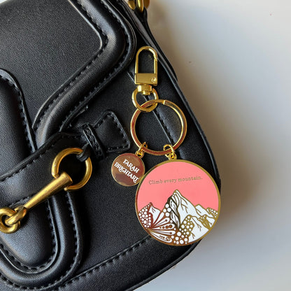 Zentangle mountain enamel keychain