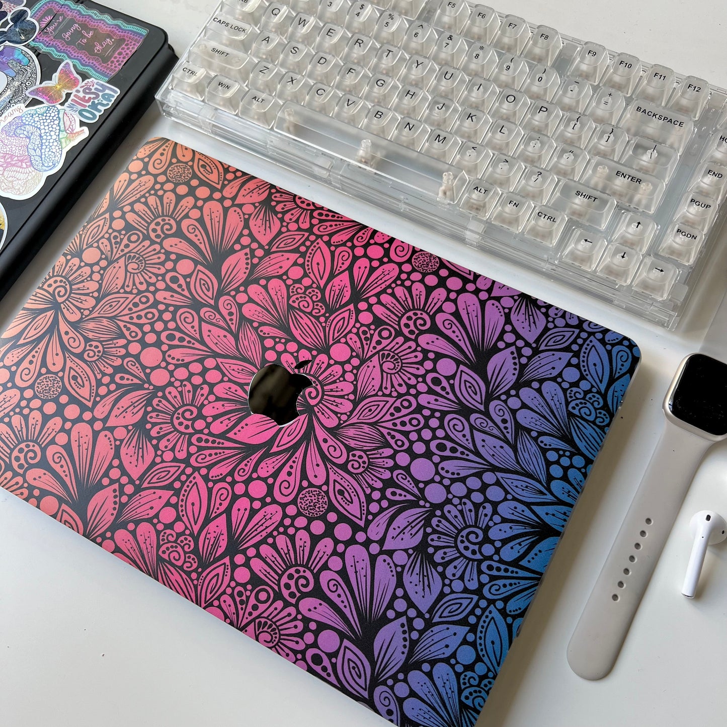 Imperfect FBA  zentangle Laptop Skin – Floral Laptop Decal, Waterproof Sticker