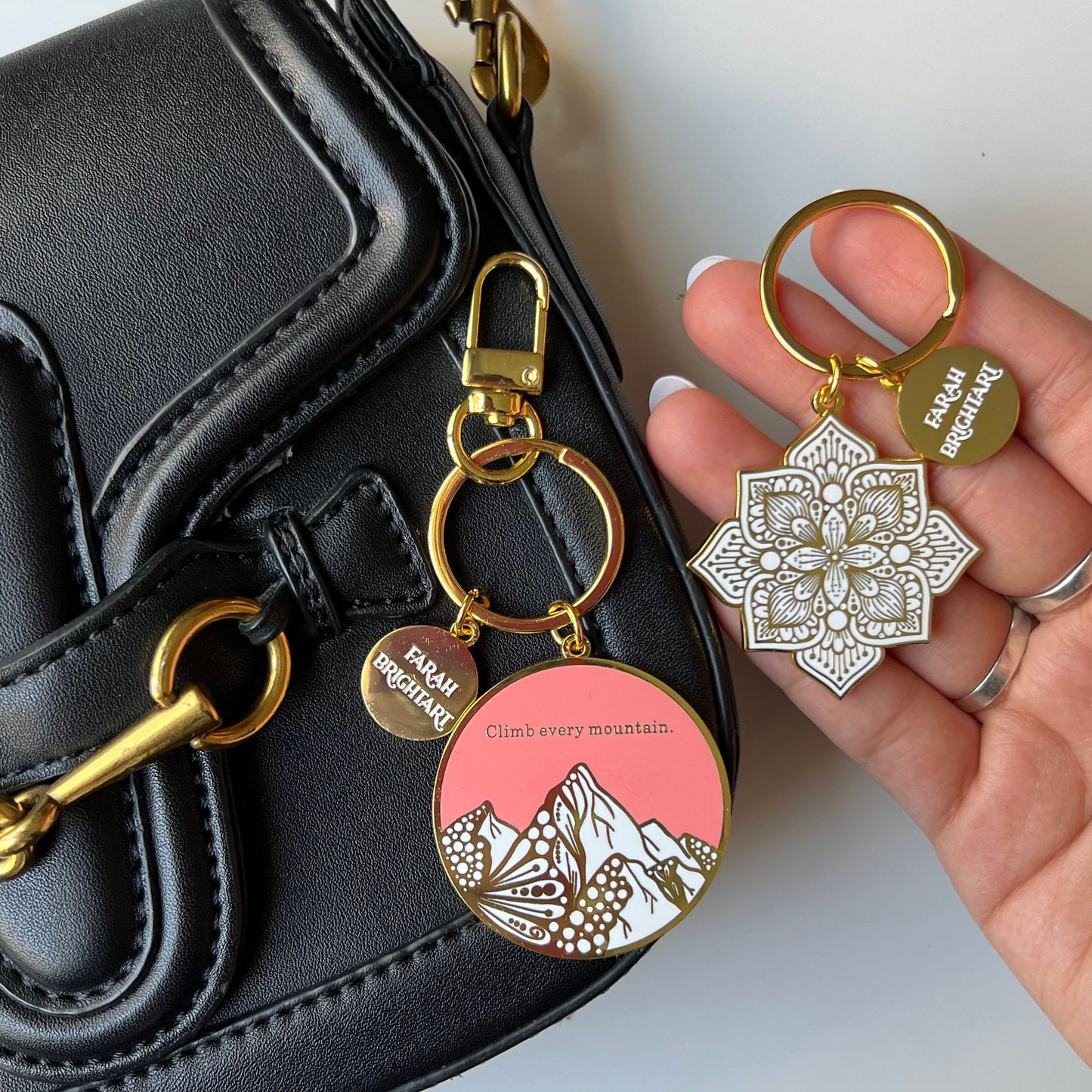 Zentangle and mandala Enamel keychain set of 2