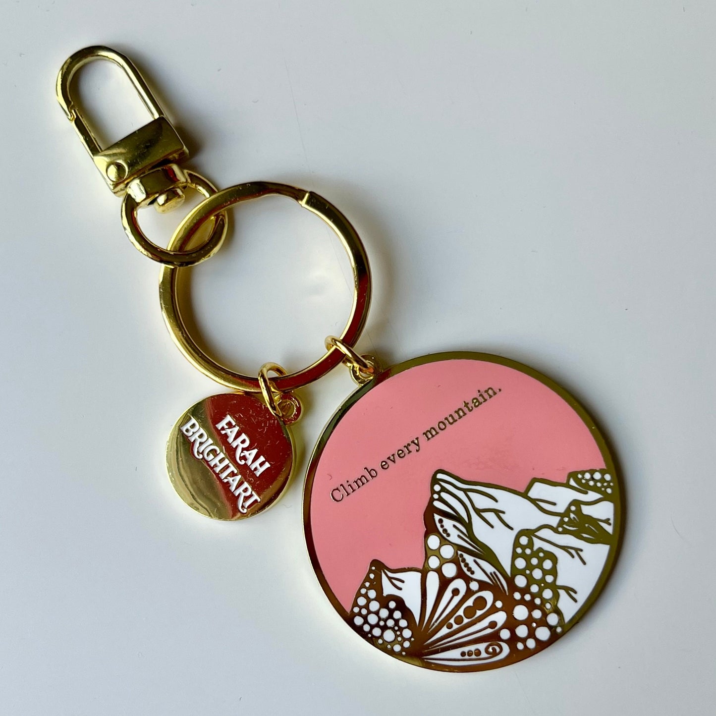 Zentangle mountain enamel keychain