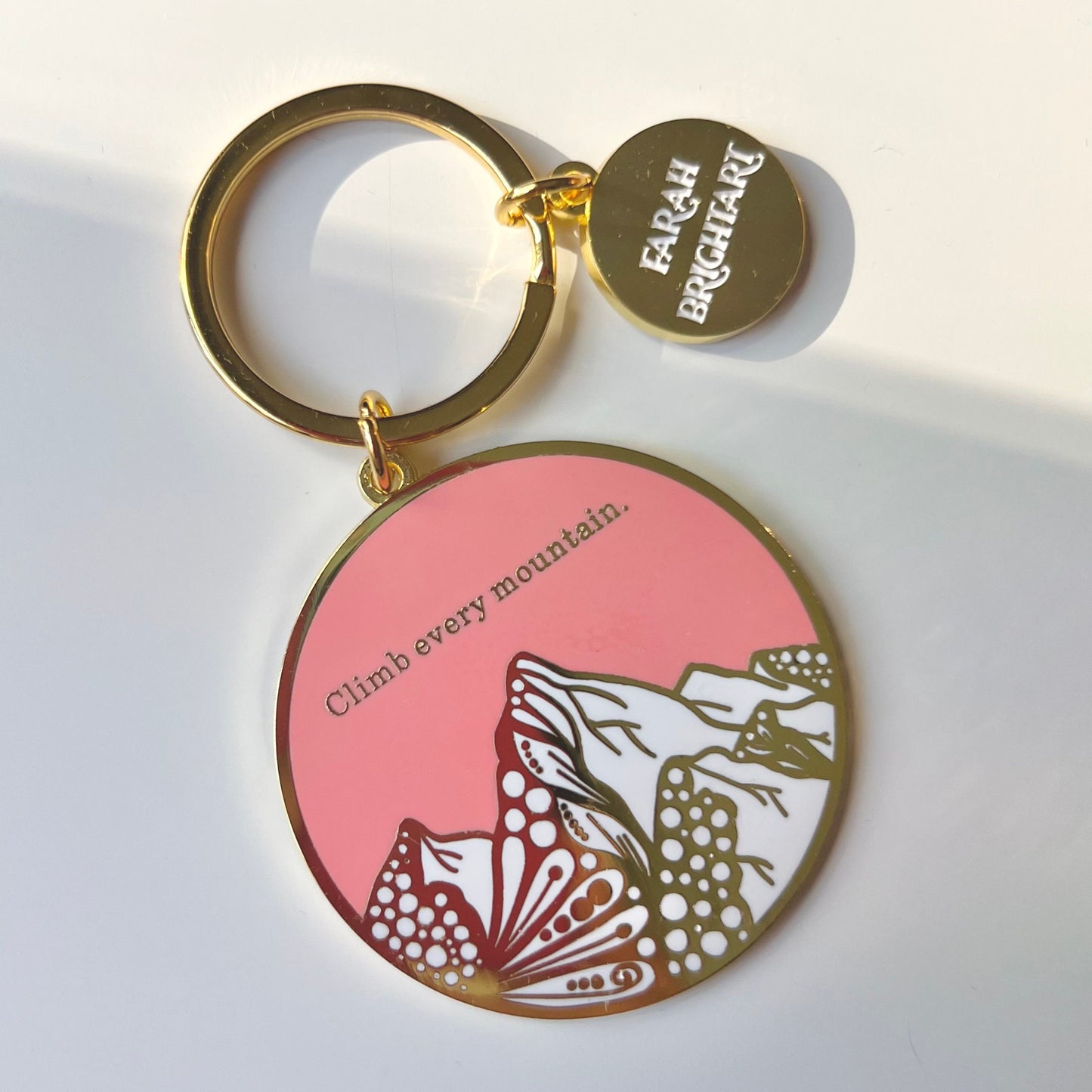 Zentangle mountain enamel keychain