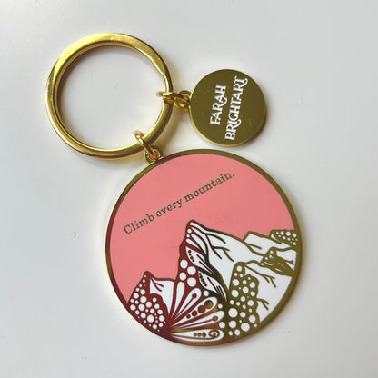 Zentangle mountain enamel keychain