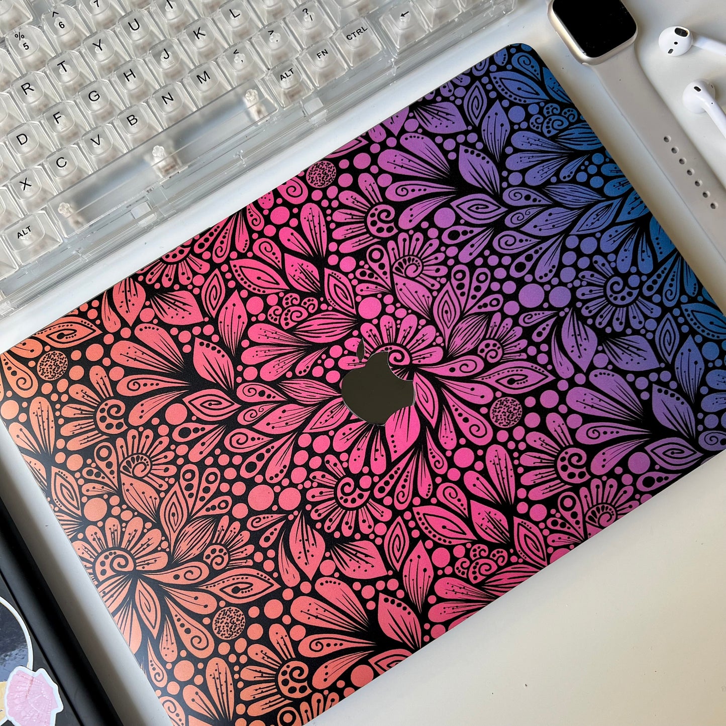Imperfect FBA  zentangle Laptop Skin – Floral Laptop Decal, Waterproof Sticker