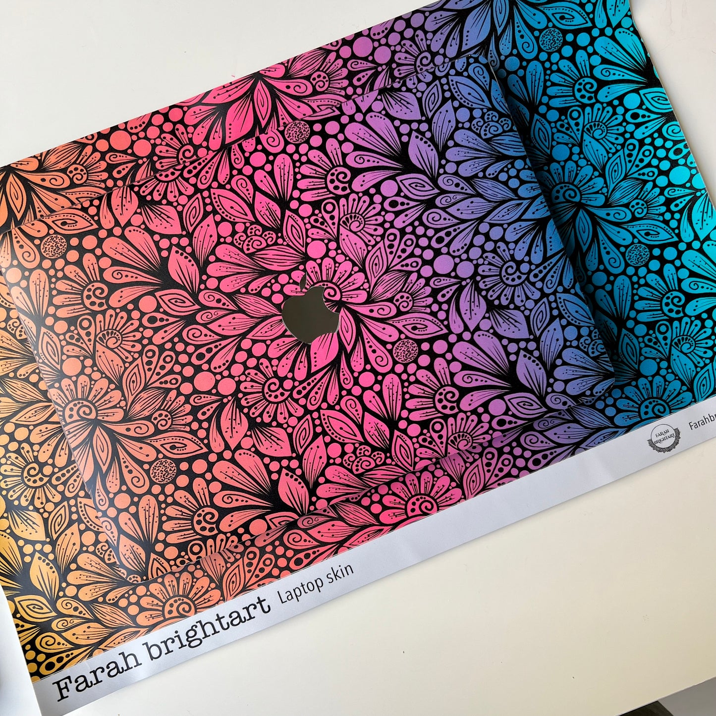 Imperfect FBA  zentangle Laptop Skin – Floral Laptop Decal, Waterproof Sticker