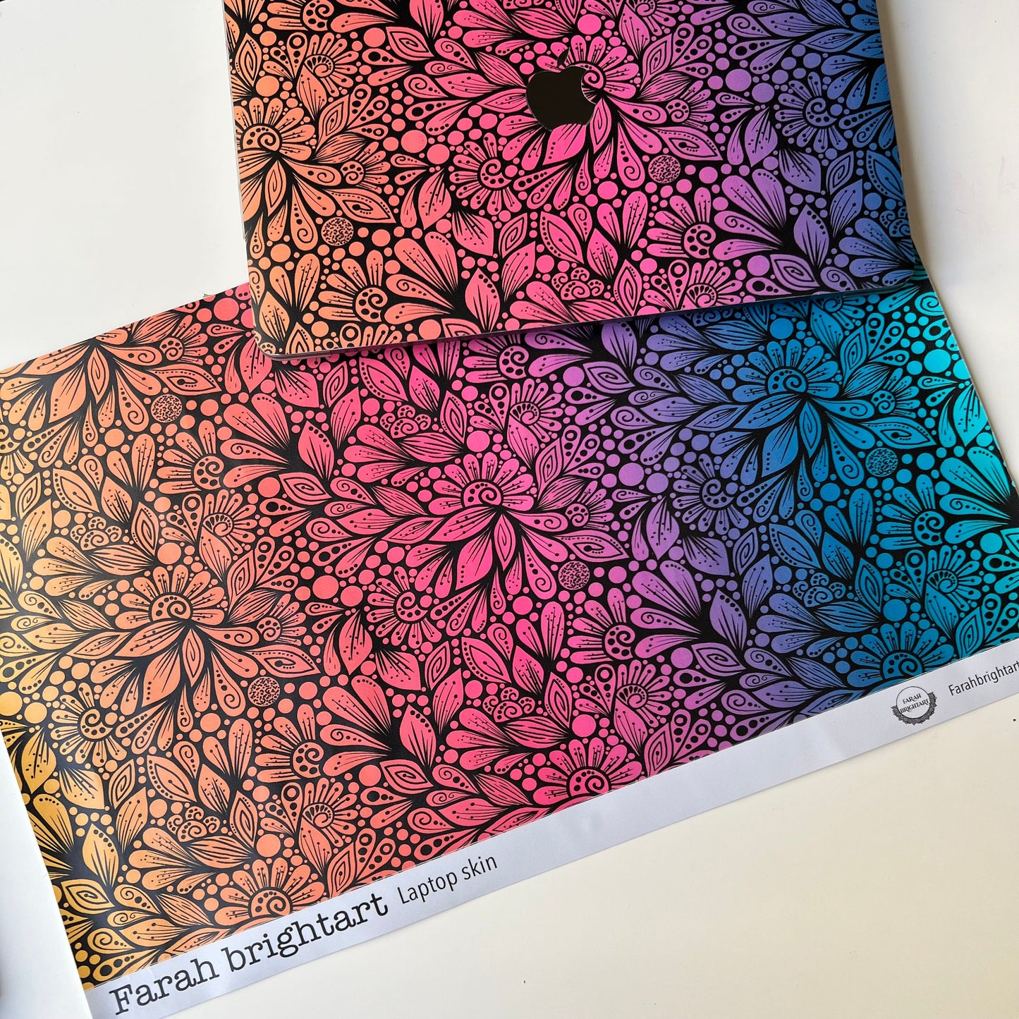 Imperfect FBA  zentangle Laptop Skin – Floral Laptop Decal, Waterproof Sticker