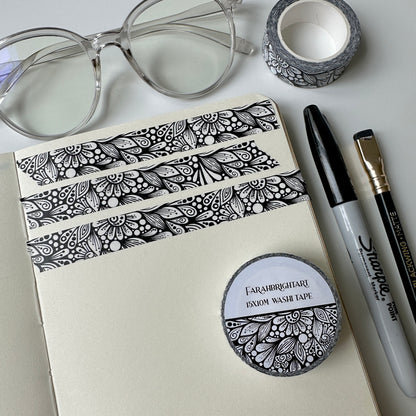 signature FBA zentangle black and white Washi tape