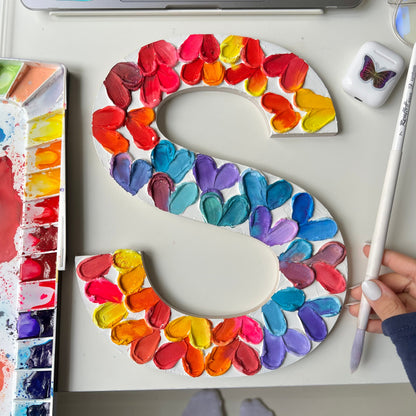 Sunrise heart S wooden letter