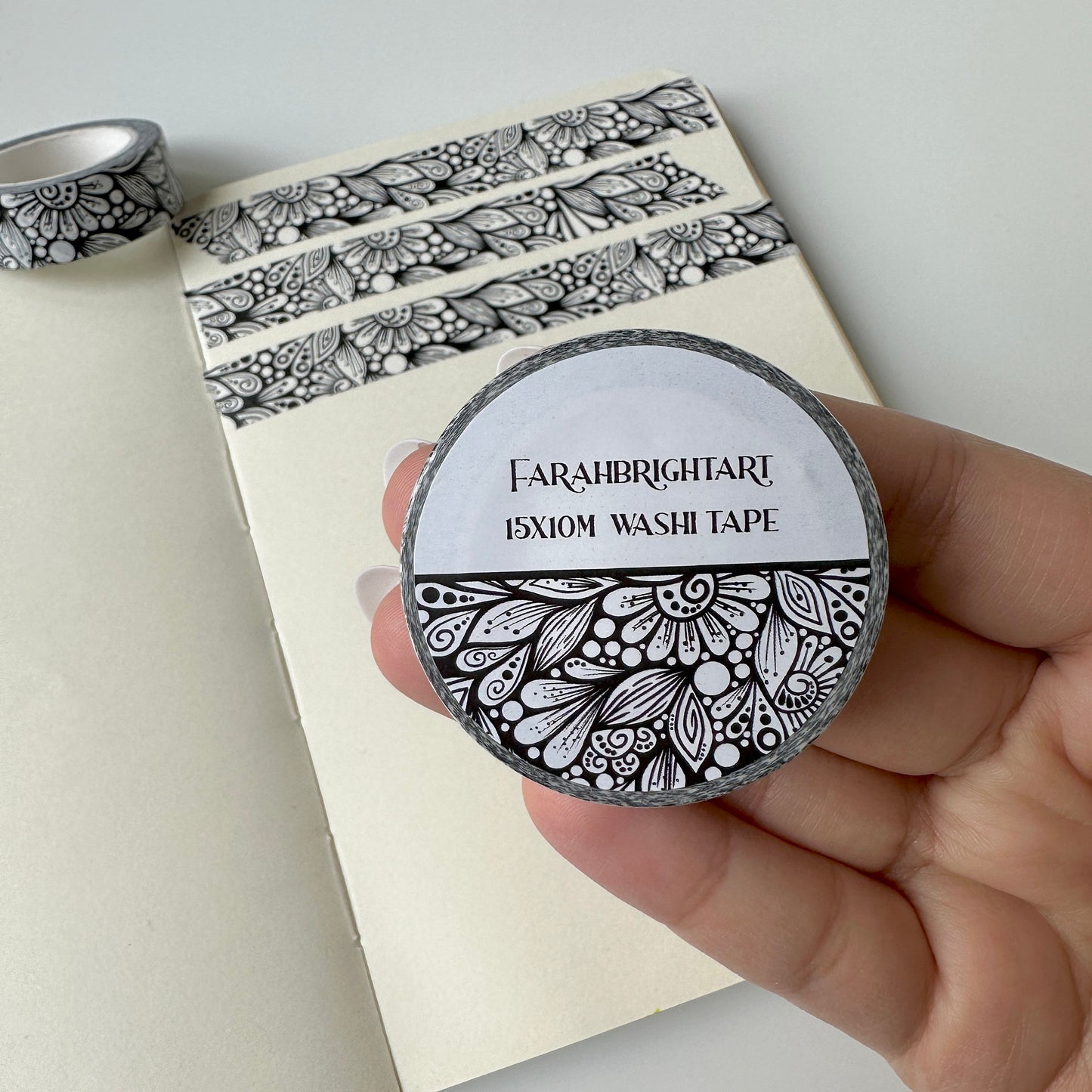 signature FBA zentangle black and white Washi tape
