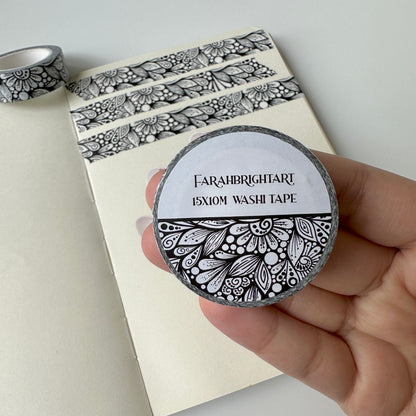 signature FBA zentangle black and white Washi tape
