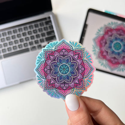 Holographic colorful mandala sticker
