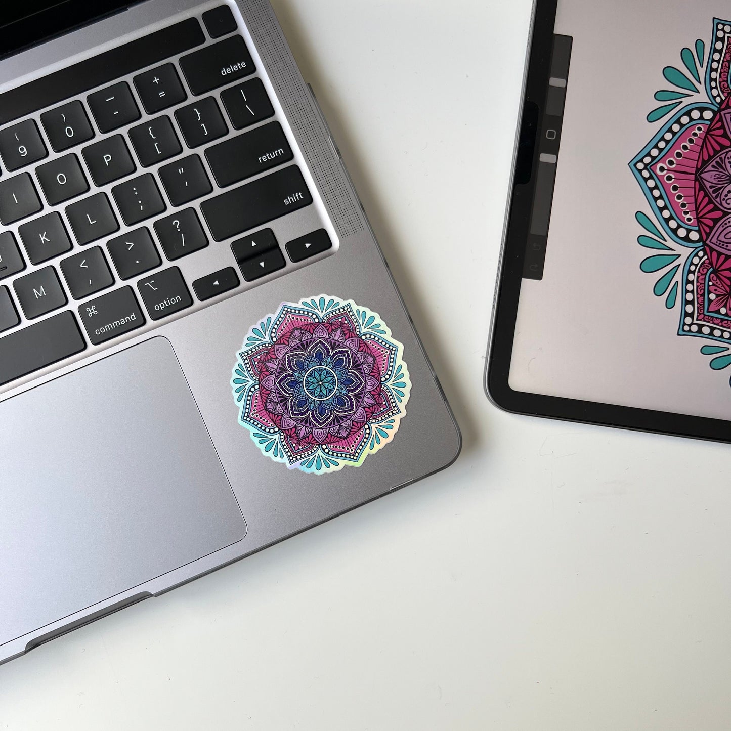 Holographic colorful mandala sticker