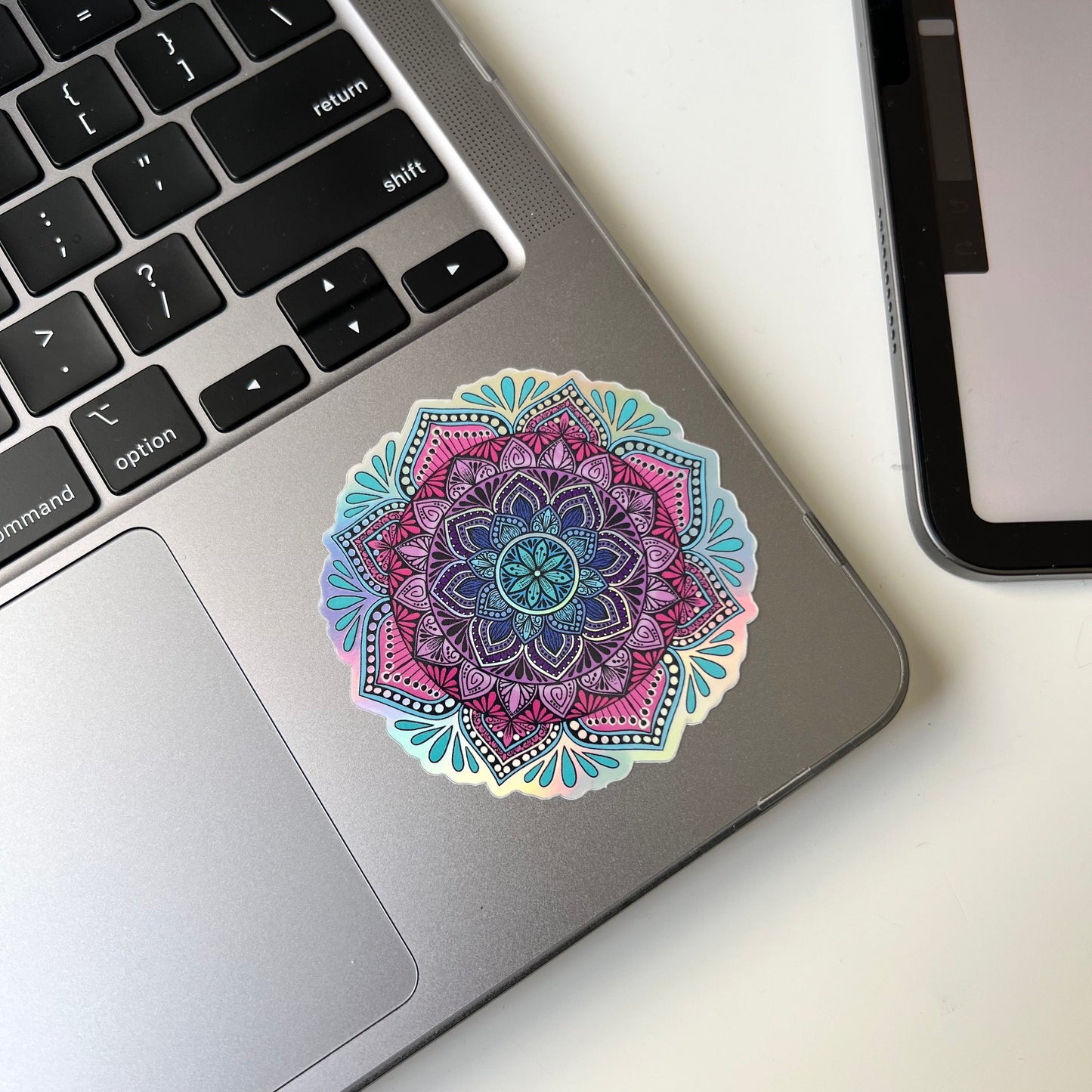 Holographic colorful mandala sticker