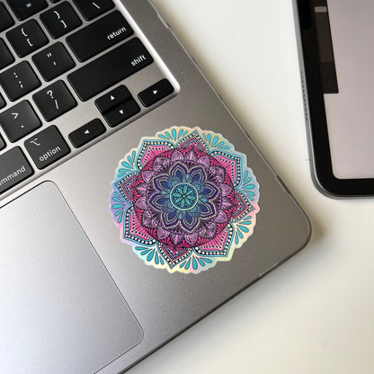 Holographic colorful mandala sticker