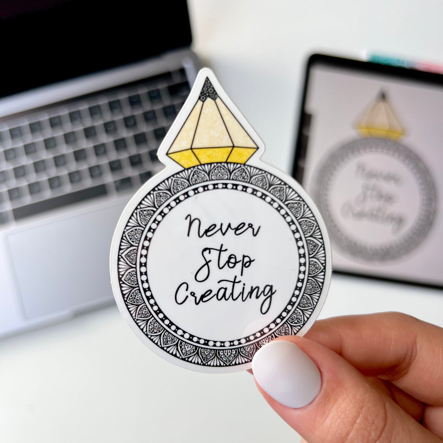 Pencil ring mandala sticker