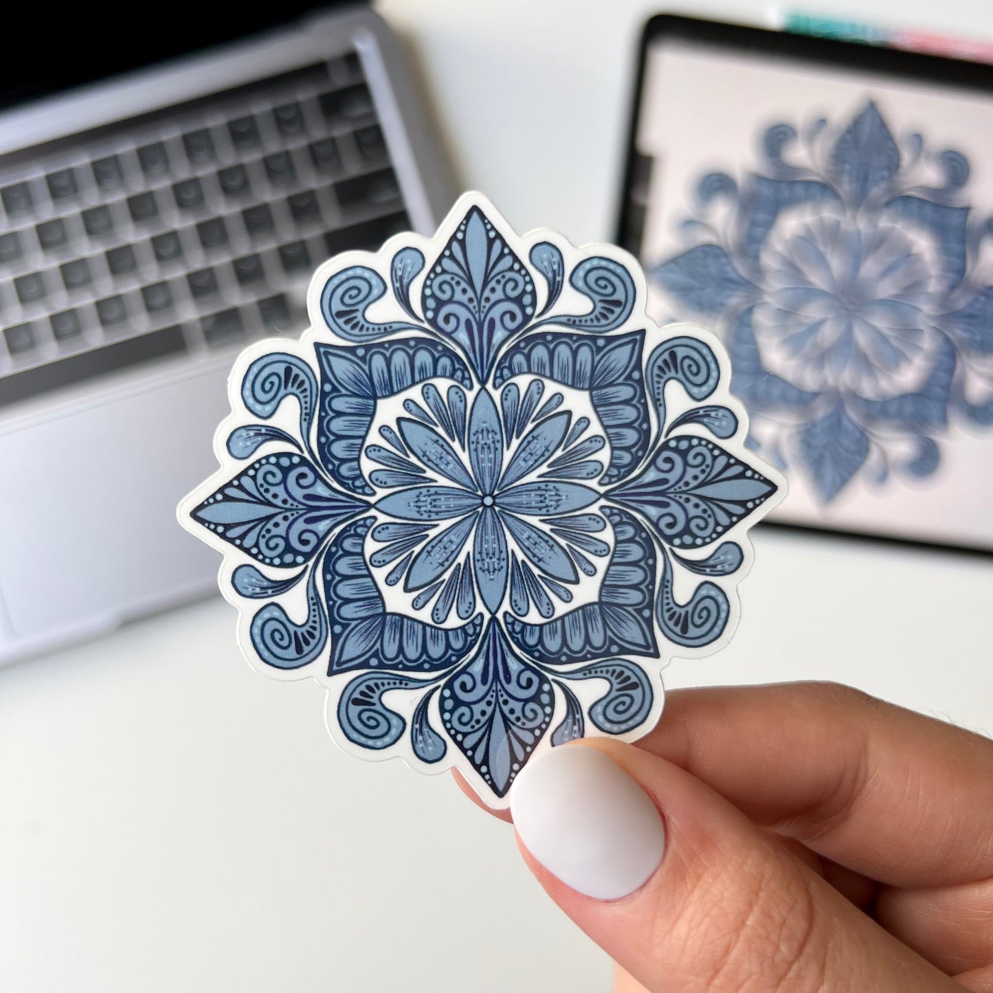 Blue shades mandala stickers