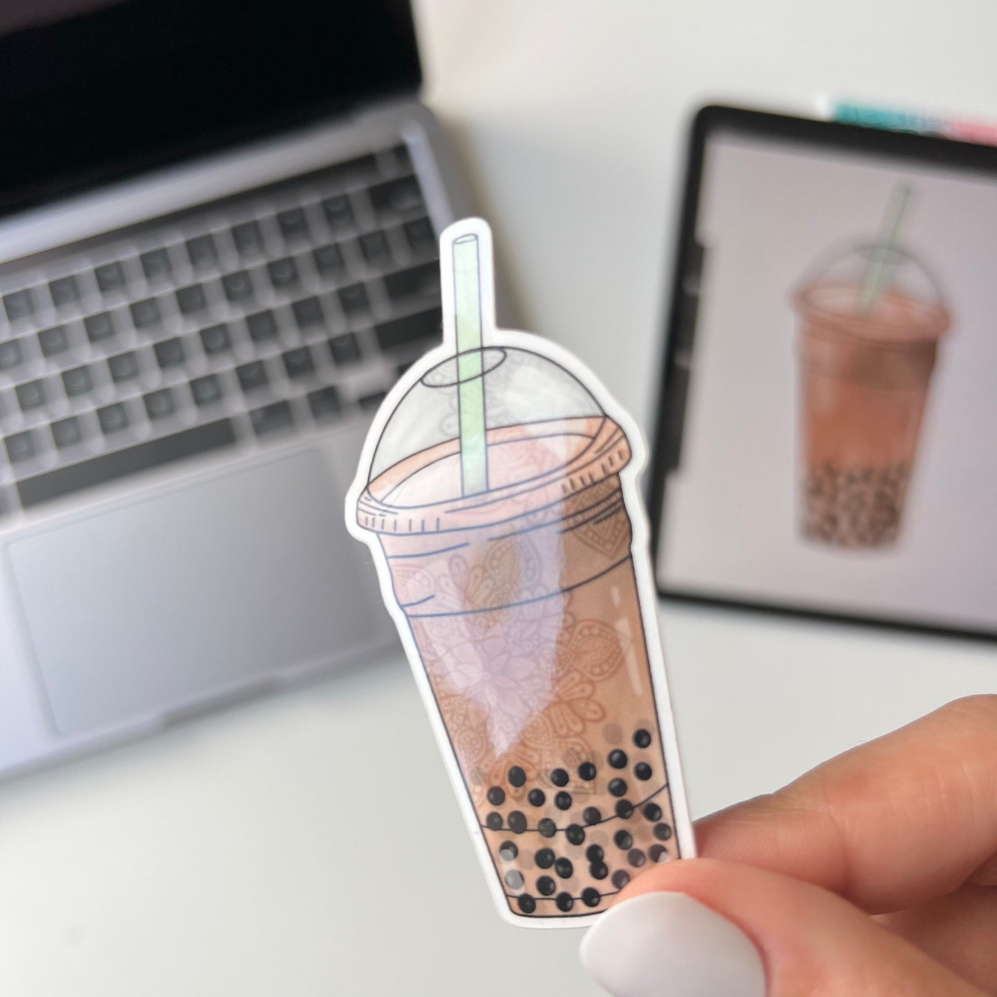 Boba tea mandala stickers