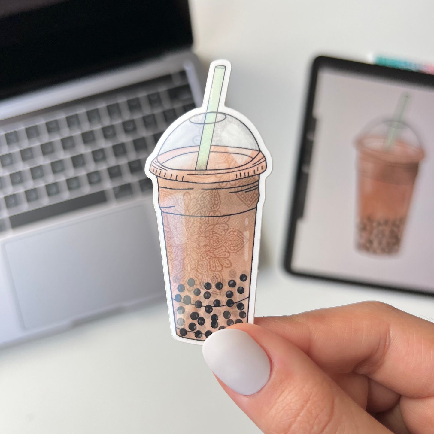Boba tea mandala stickers