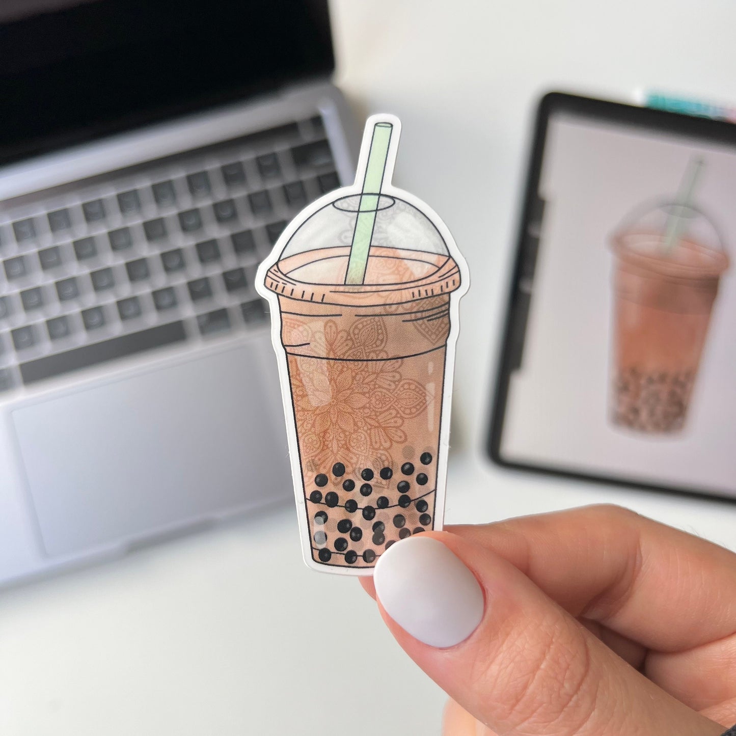 Boba tea mandala stickers