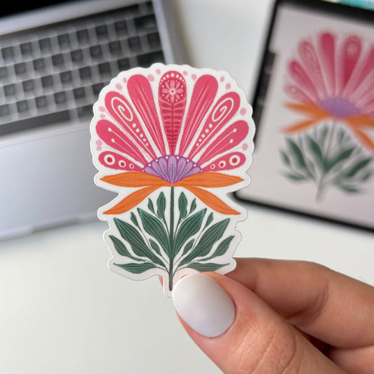 Folk flower sticker - waterproof stickers