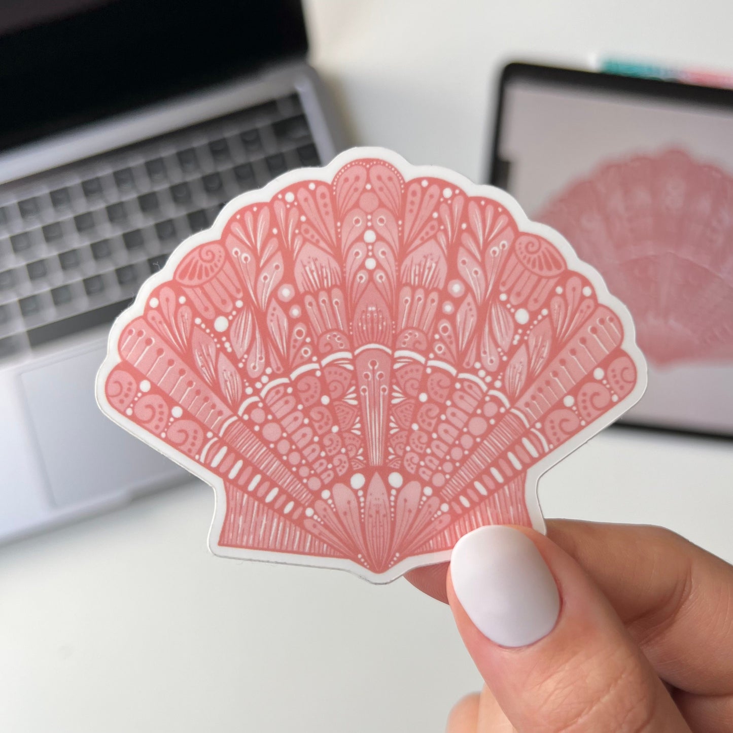 Shell zentangle  sticker - waterproof stickers