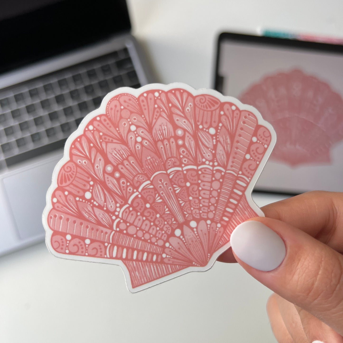 Shell zentangle  sticker - waterproof stickers