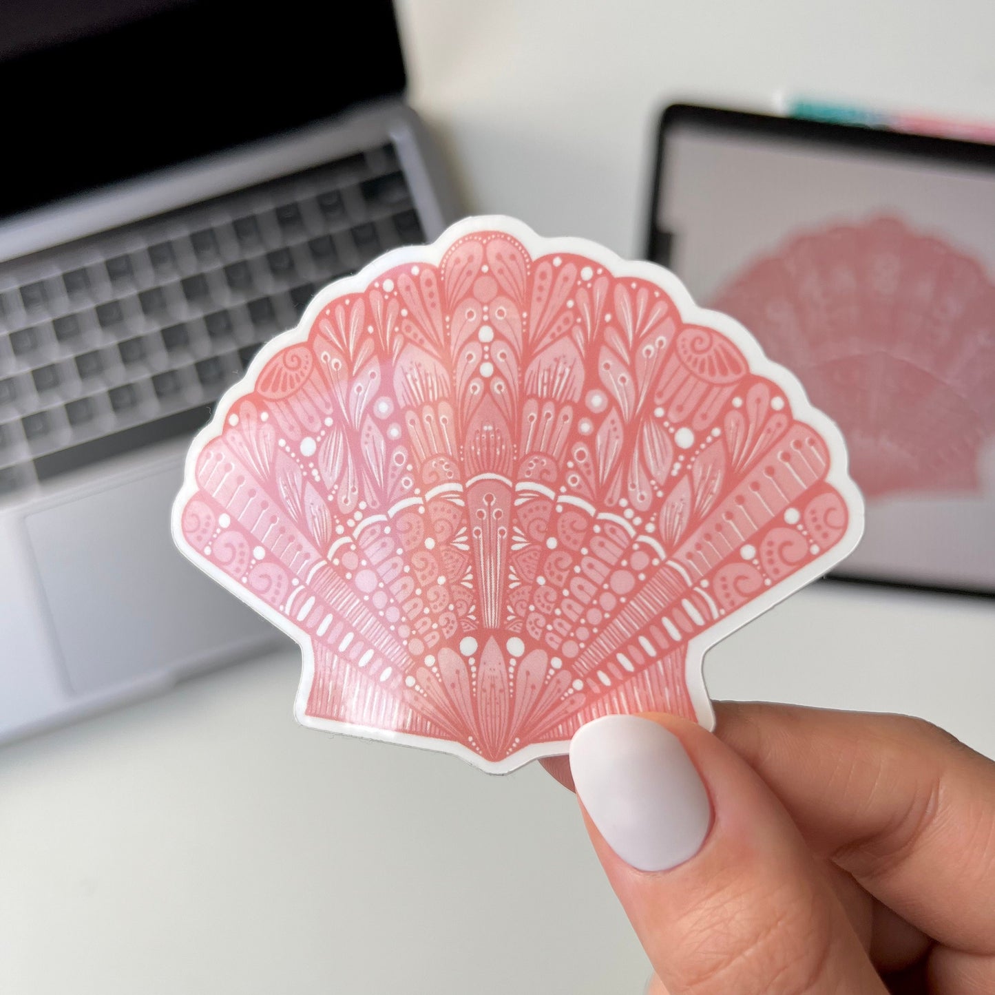 Shell zentangle  sticker - waterproof stickers