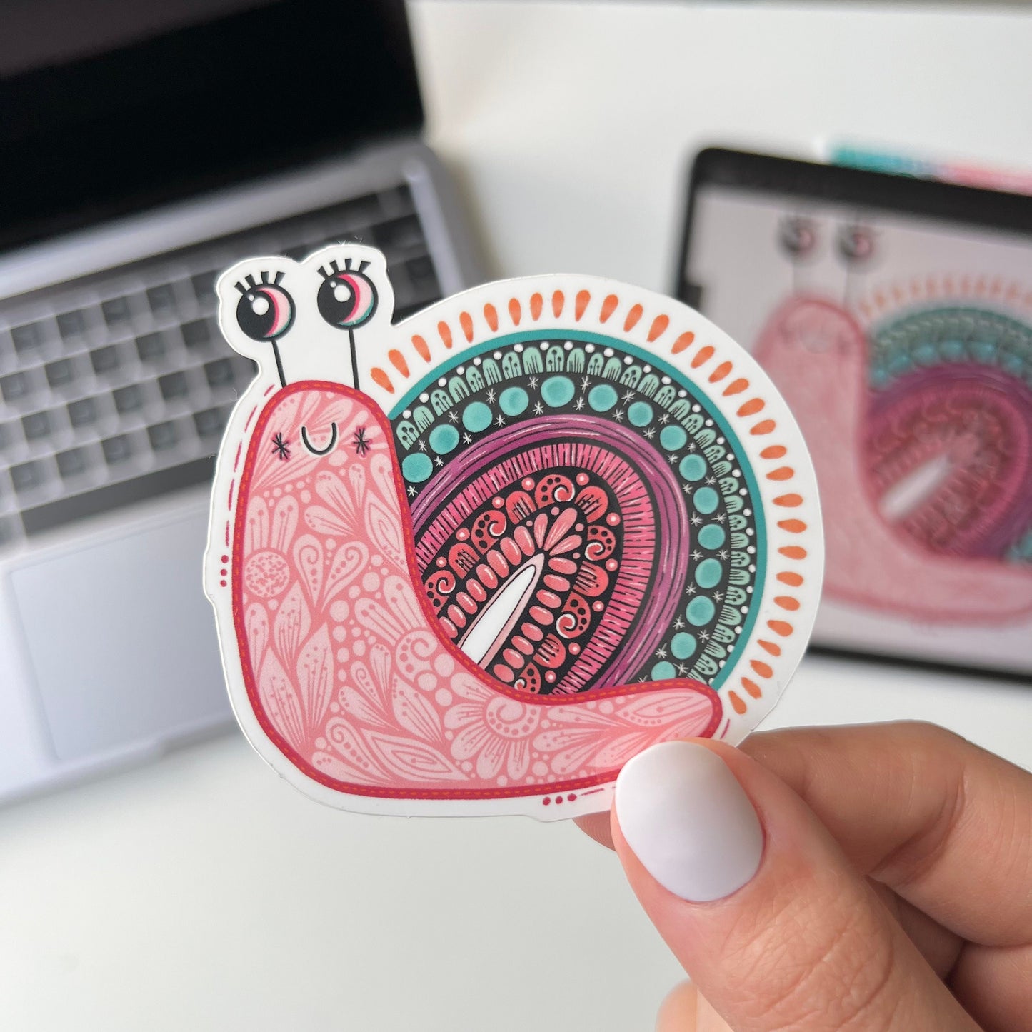 Cute snail zentangle stickers - waterproof stickers