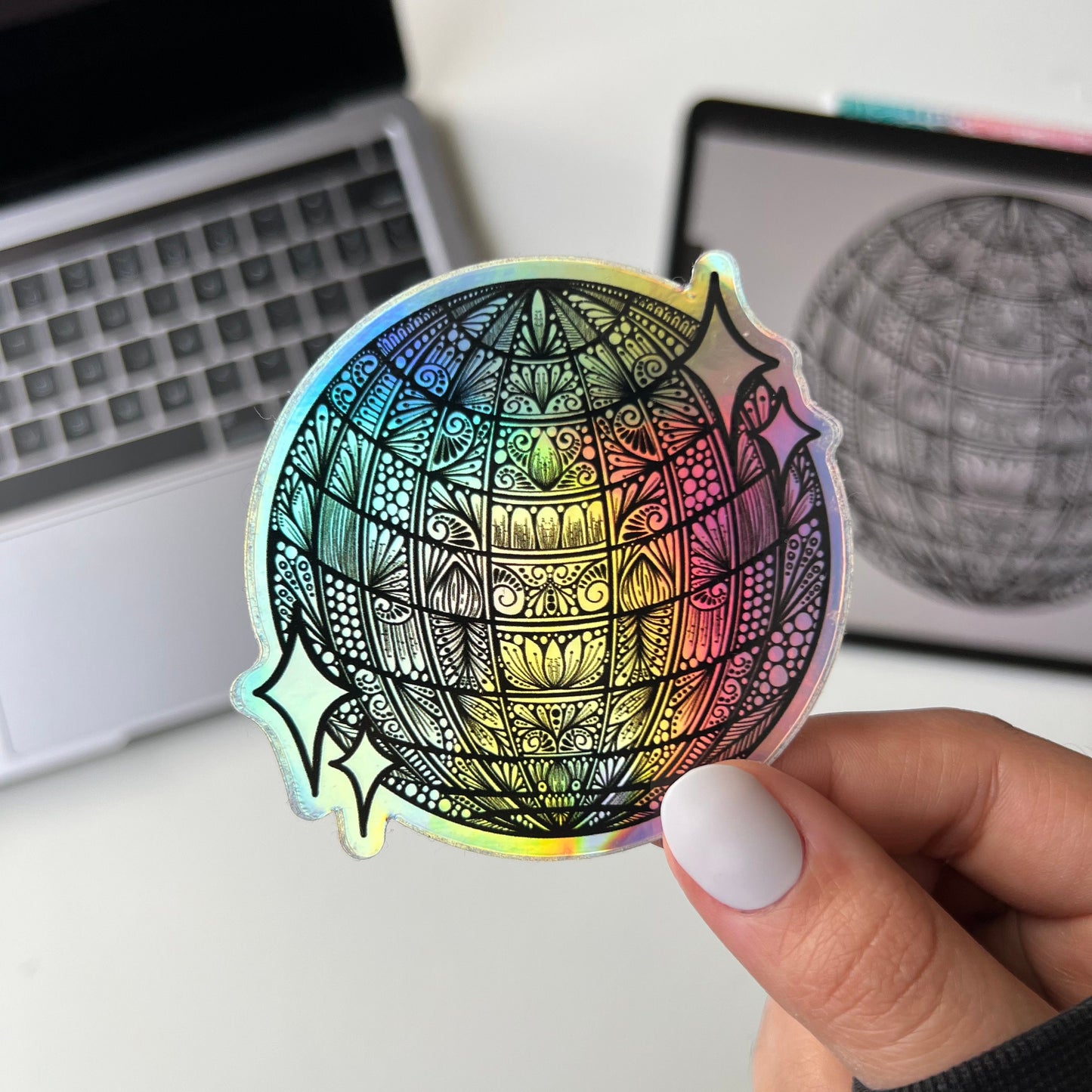 Disco ball zentangle stickers