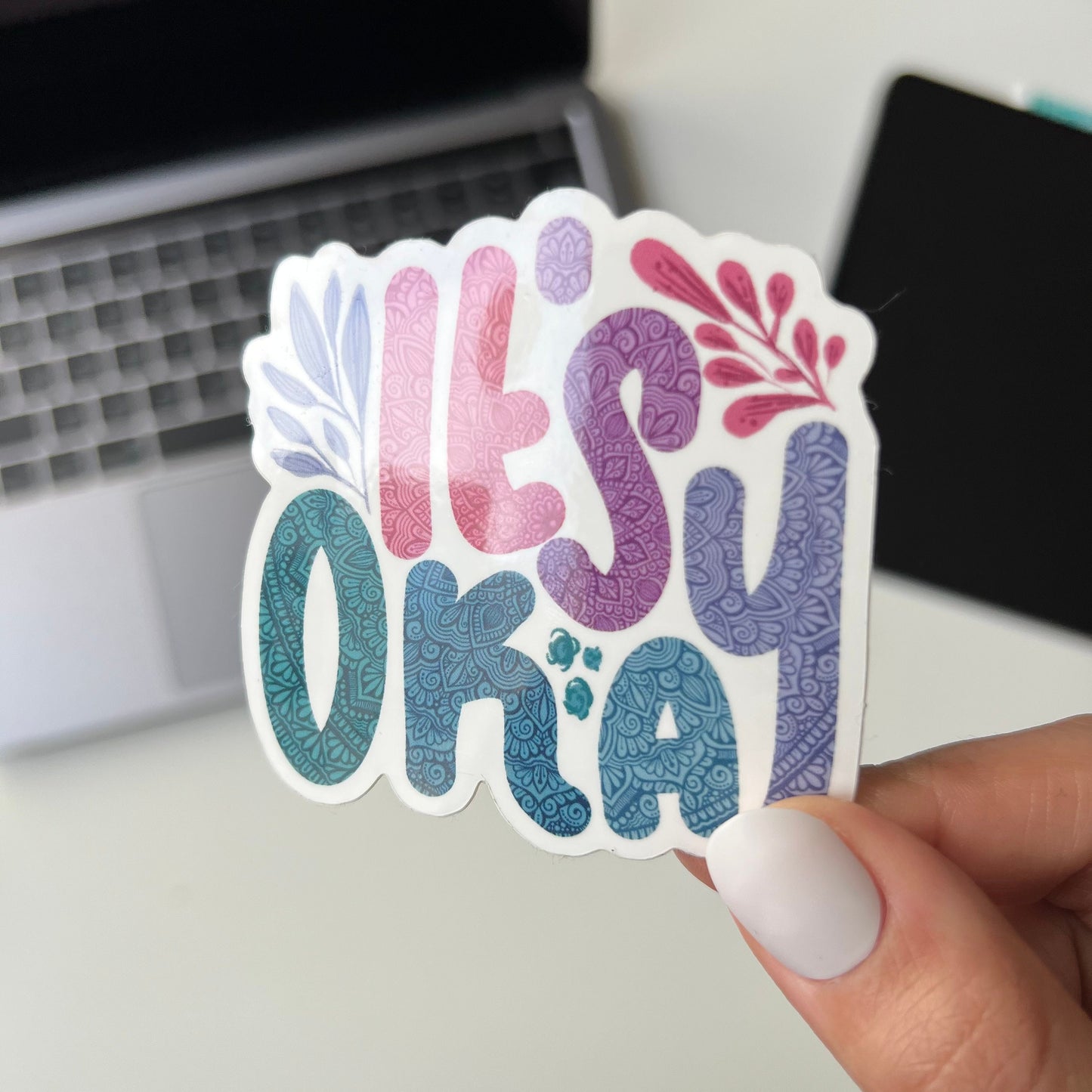 It’s okay mandala waterproof stickers