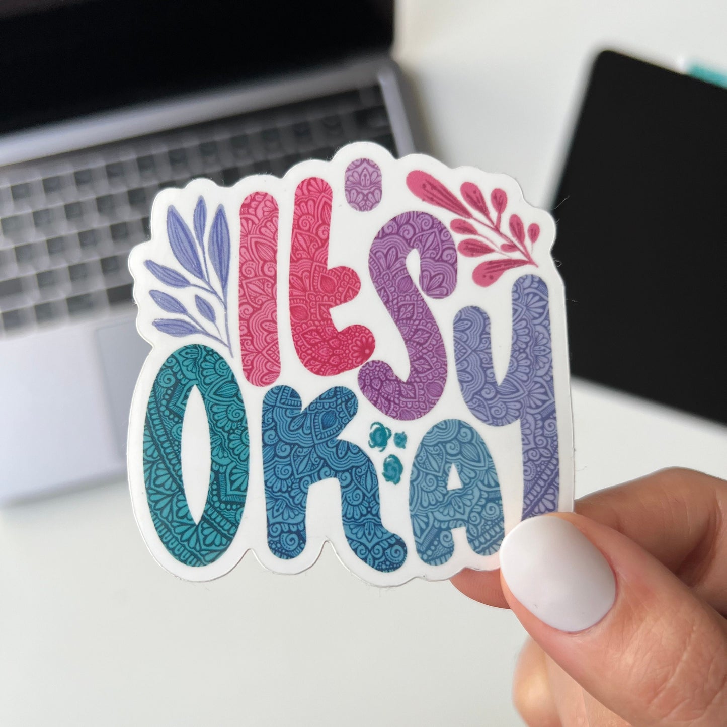 It’s okay mandala waterproof stickers