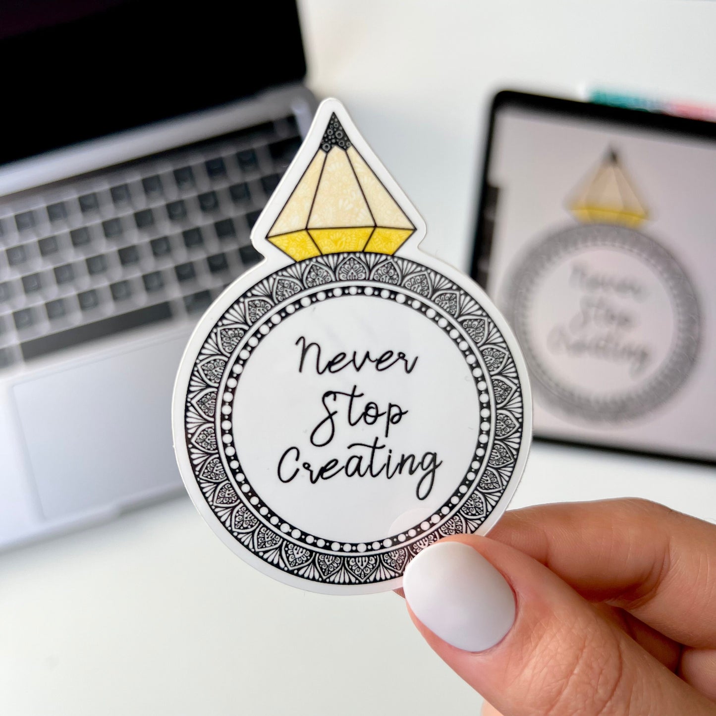 Pencil ring mandala sticker