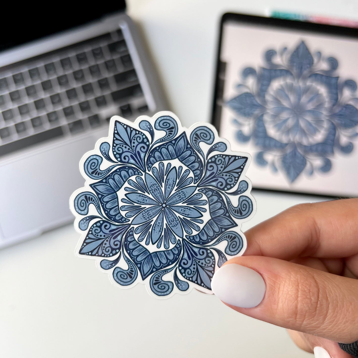 Blue shades mandala stickers