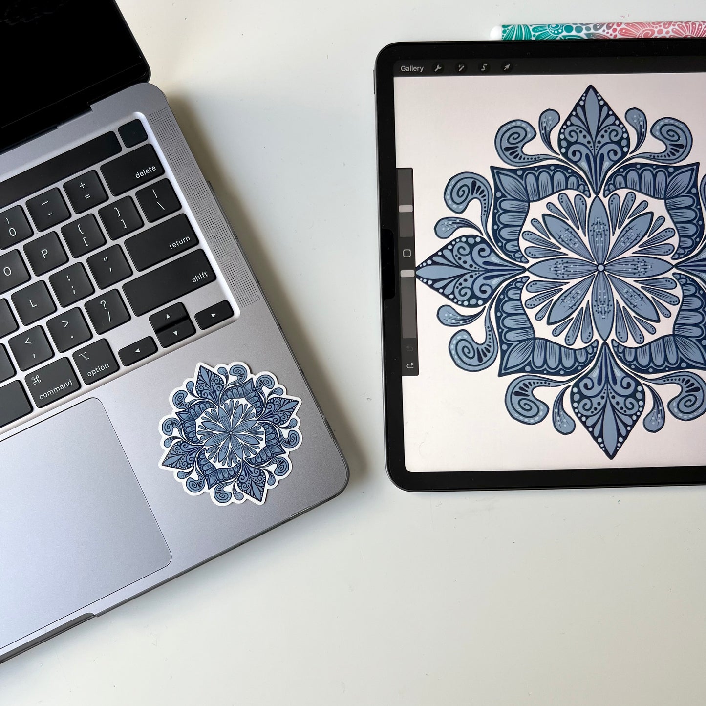 Blue shades mandala stickers