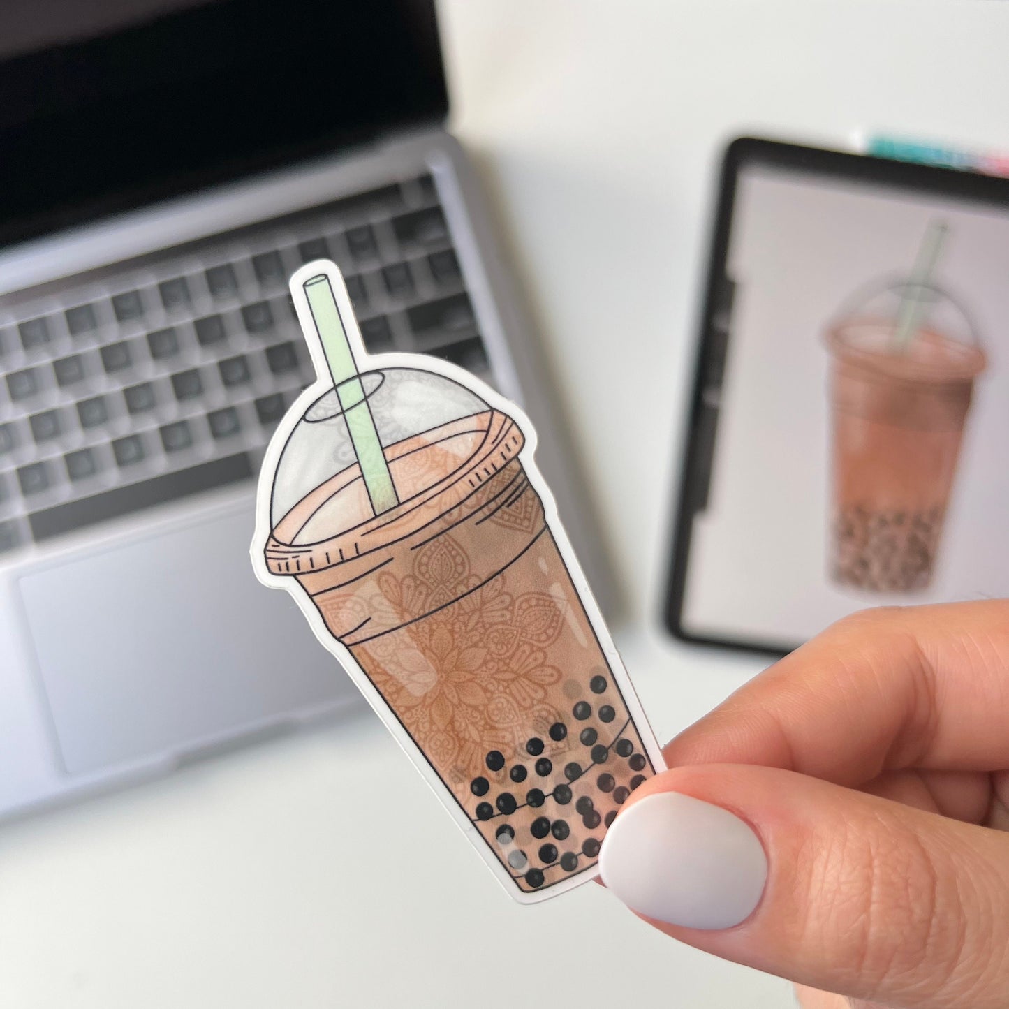 Boba tea mandala stickers