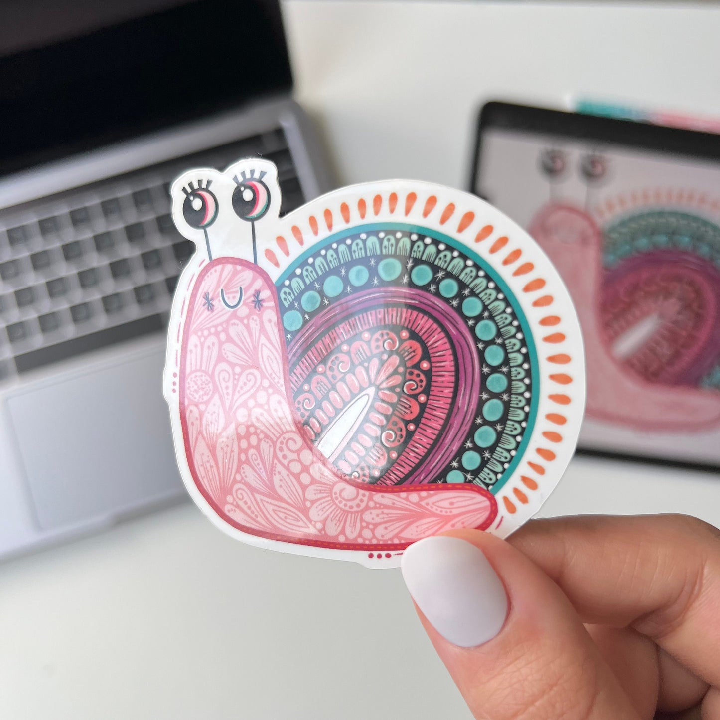 Cute snail zentangle stickers - waterproof stickers