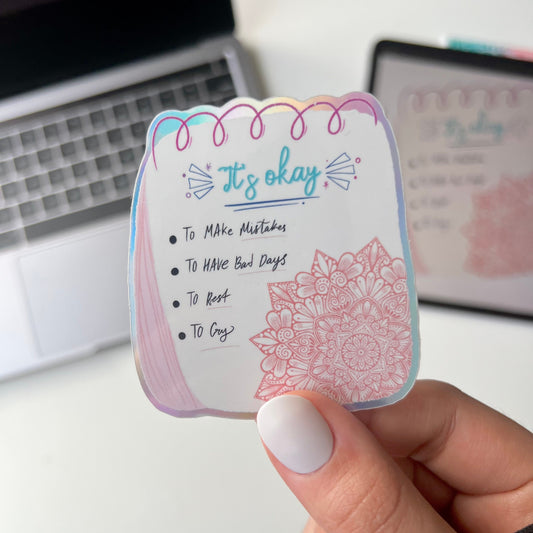 It’s okay note mandala holographic stickers