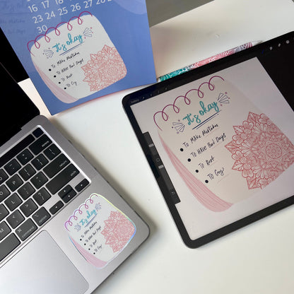 It’s okay note mandala holographic stickers